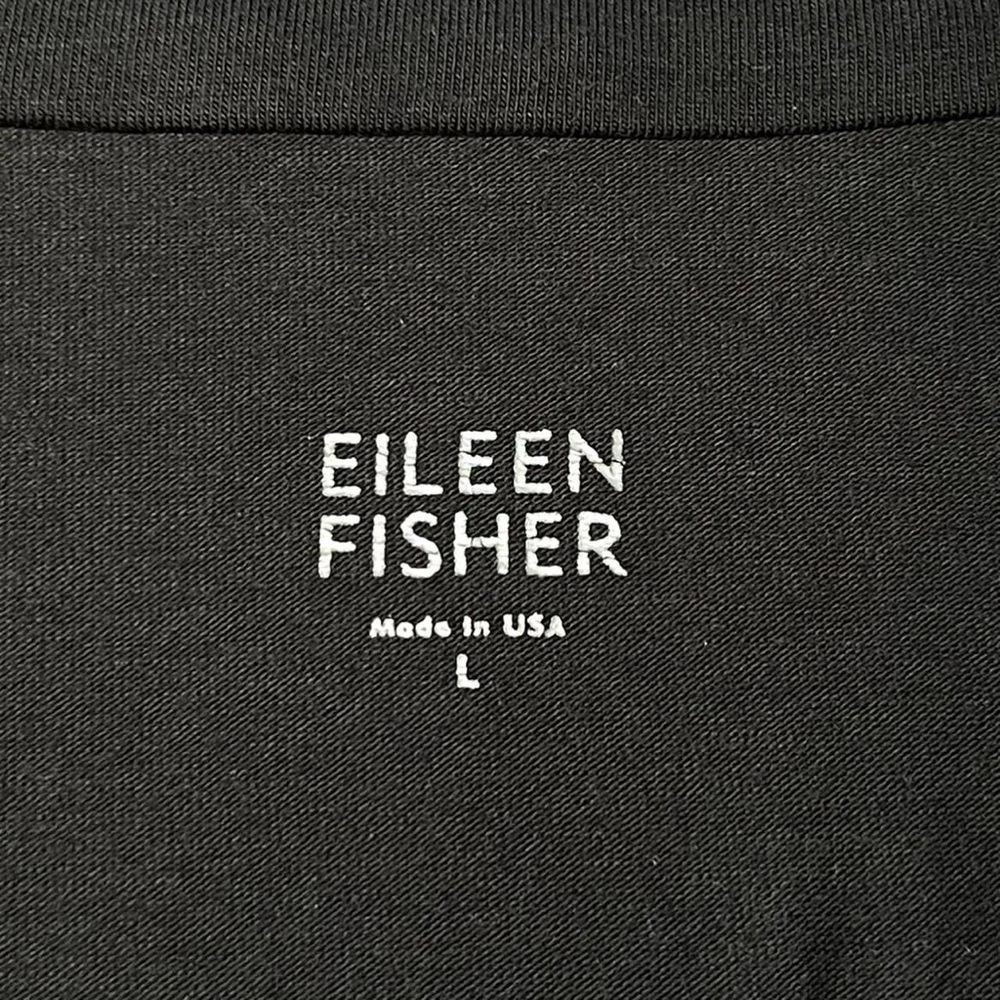 Eileen Fisher Organic Cotton Jersey Knit Black Zip-up Jacket Size L Lightweight - Picture 5 of 6